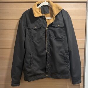 Men's Black Jacket with Tan Lining